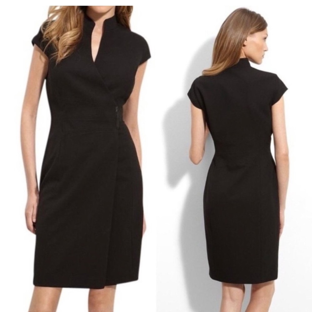 Calvin Klein Career Wear Dress. Cap Sleeve Wrap Fitted. Black. Size 12
